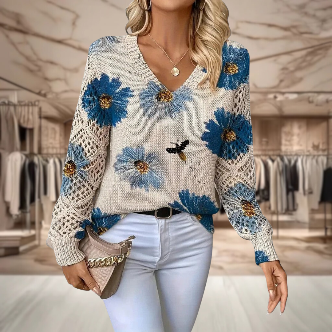 Annes | Eleganter Blumenpullover