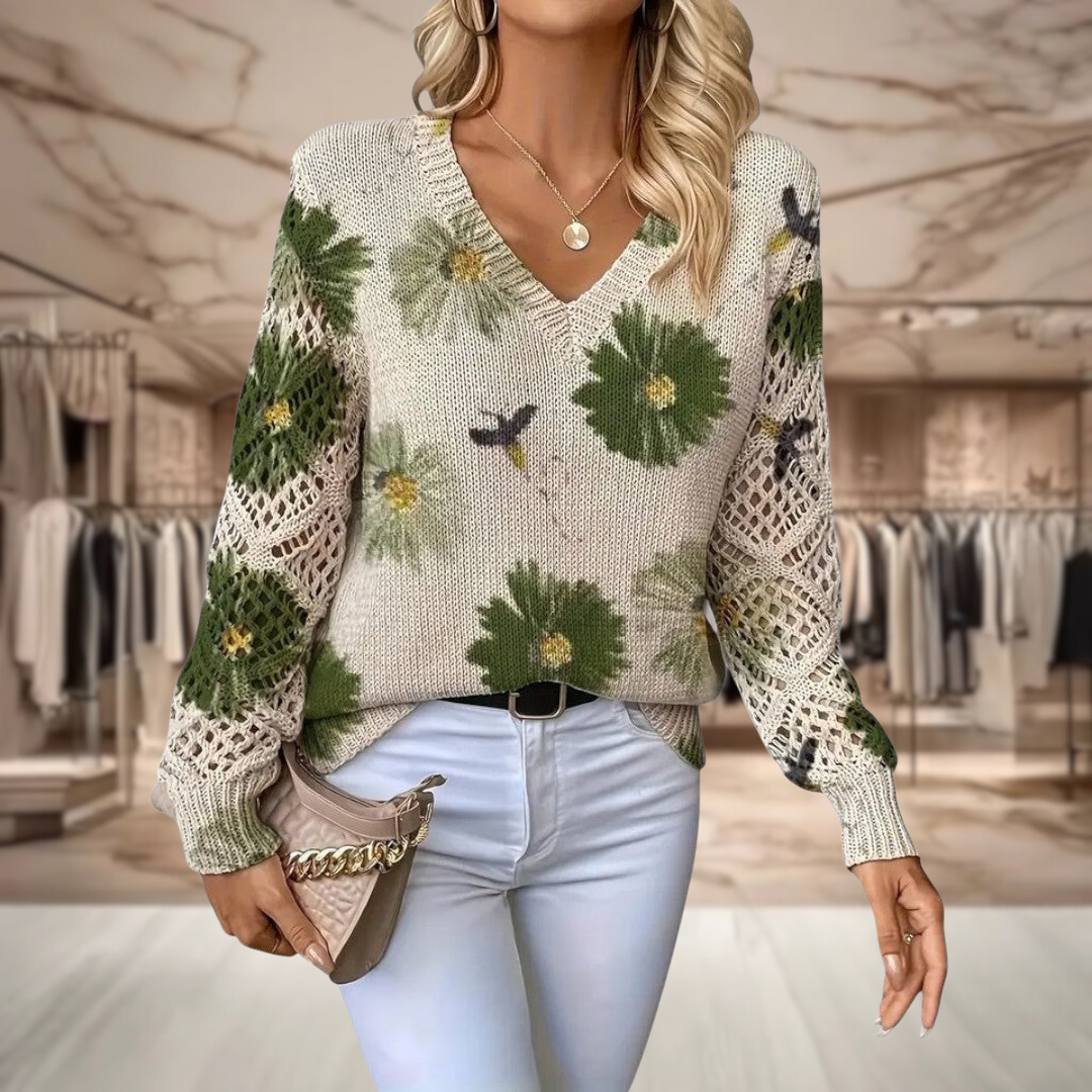 Annes | Eleganter Blumenpullover